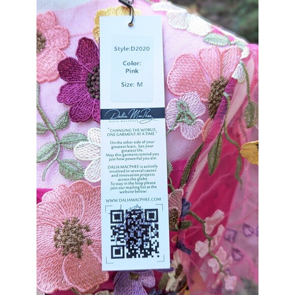 DALIA MACPHEE Lace Embroidered 3D Pink Floral Appliqué Maxi Dress Gown D2020 Med - Picture 12 of 15